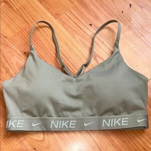Nike Olive Sports Bra razor back DRI fit INDY SZ M